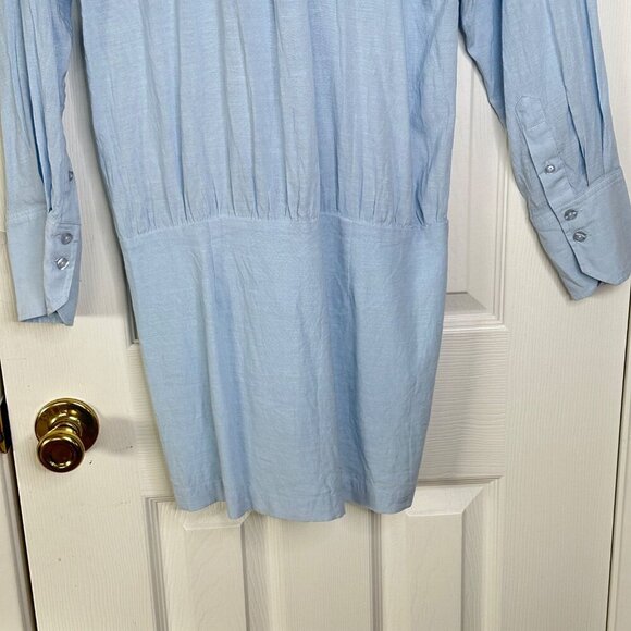 Song of Style Linen Blend Mini Dress Front Cutout Light Blue Size Small - Picture 8 of 12